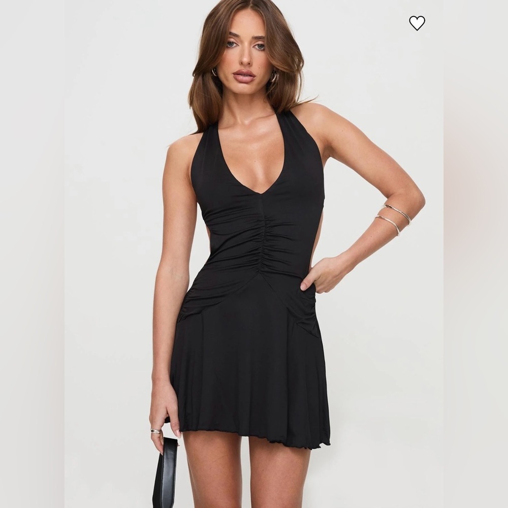 NWT Princess Polly Black Halter Backless Mini Dress